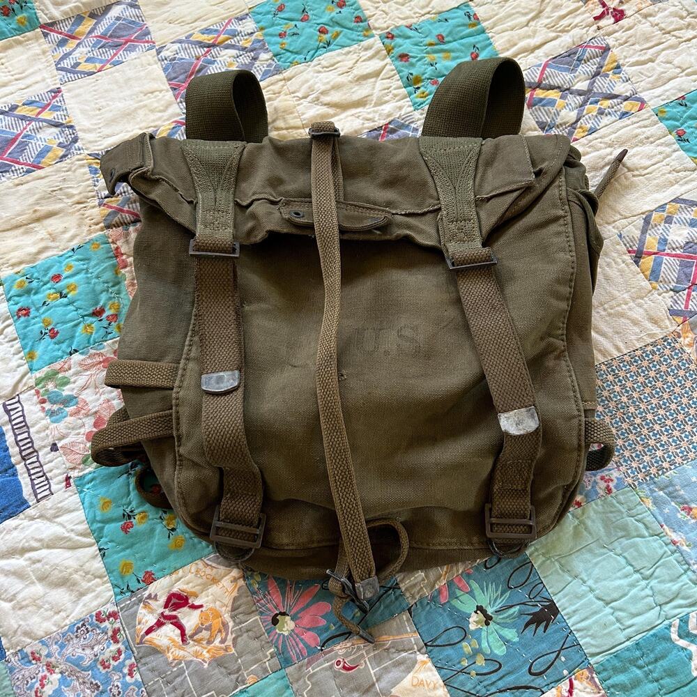 Vintage 40s WWII US Army M-1945 Field Combat Pack Small Backpack